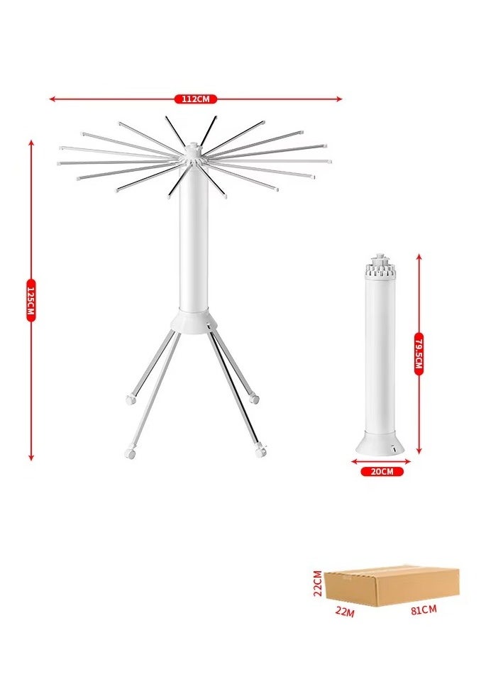 Umbrella Style Clothes Drying Rack, 16 Branches, Foldable and Portable, White