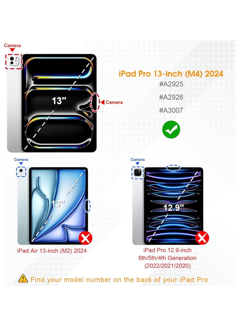 عام حافظة فائقة النحافة لجهاز iPad Pro 13 بوصة (M4) 2024، 【مع حامل للقلم】، حافظة واقية ضد الصدمات، غطاء خلفي شفاف، وظيفة الاستيقاظ/السبات التلقائي. - Image 2