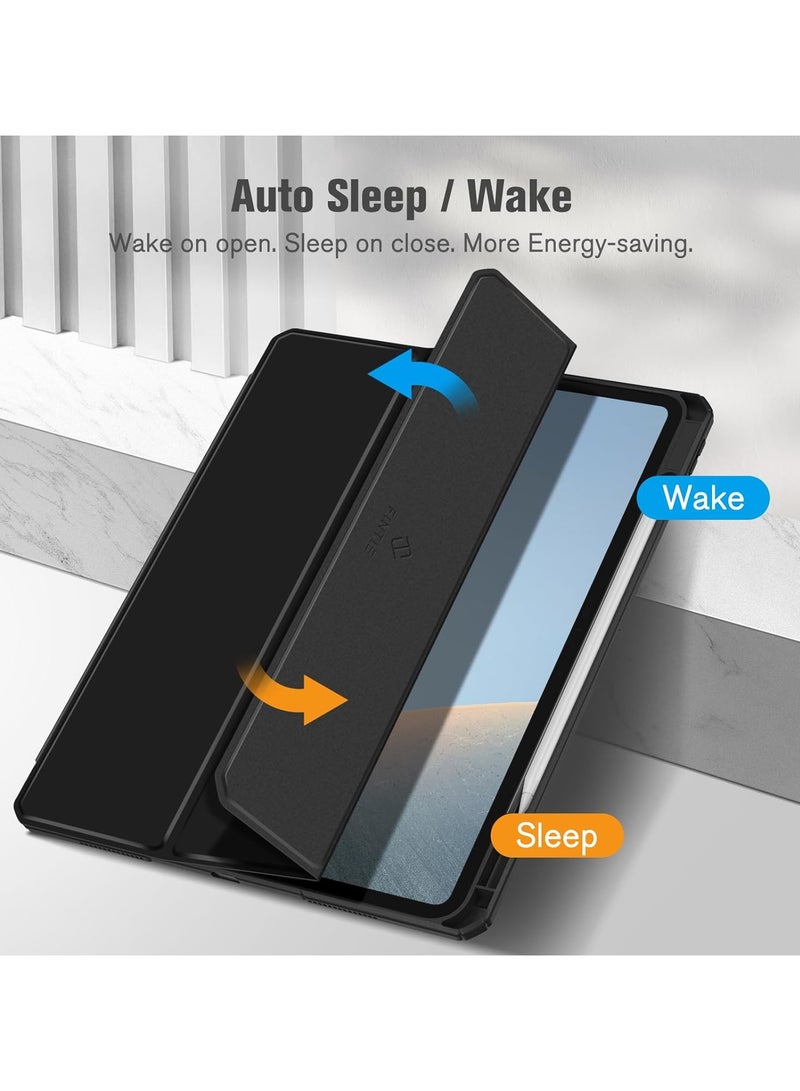 عام حافظة فائقة النحافة لجهاز iPad Pro 13 بوصة (M4) 2024، 【مع حامل للقلم】، حافظة واقية ضد الصدمات، غطاء خلفي شفاف، وظيفة الاستيقاظ/السبات التلقائي. - Image 3