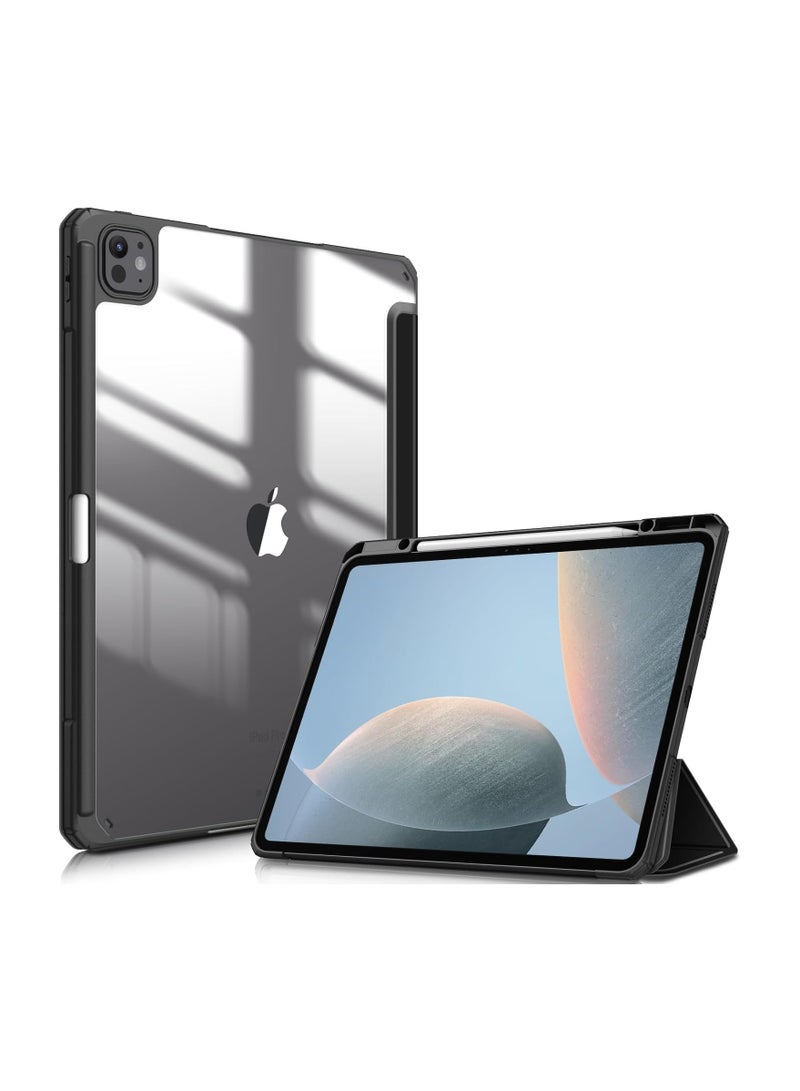 عام حافظة فائقة النحافة لجهاز iPad Pro 13 بوصة (M4) 2024، 【مع حامل للقلم】، حافظة واقية ضد الصدمات، غطاء خلفي شفاف، وظيفة الاستيقاظ/السبات التلقائي. - Image 1