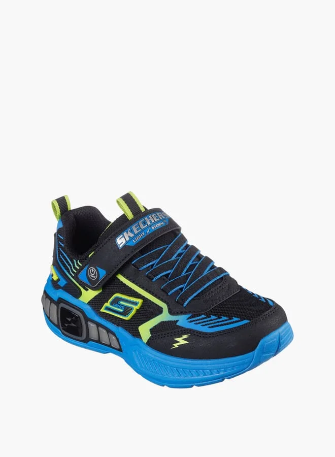 SKECHERS Boys' Printed Light-Up Sports Shoes with Hook and Loop Closure - LIGHT STORM 3