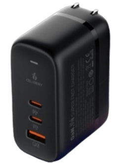CELIBERY 65W Type C Charger,Super Fast GaN Wall Charger with 2 PD USB C 1 QC USB A Laptop Charger,3-Port Compact Foldable UK Plug Adaptor for MacBook Air Samsung iPhone iPad Galaxy Huawei Xiaomi and More  - Image 1
