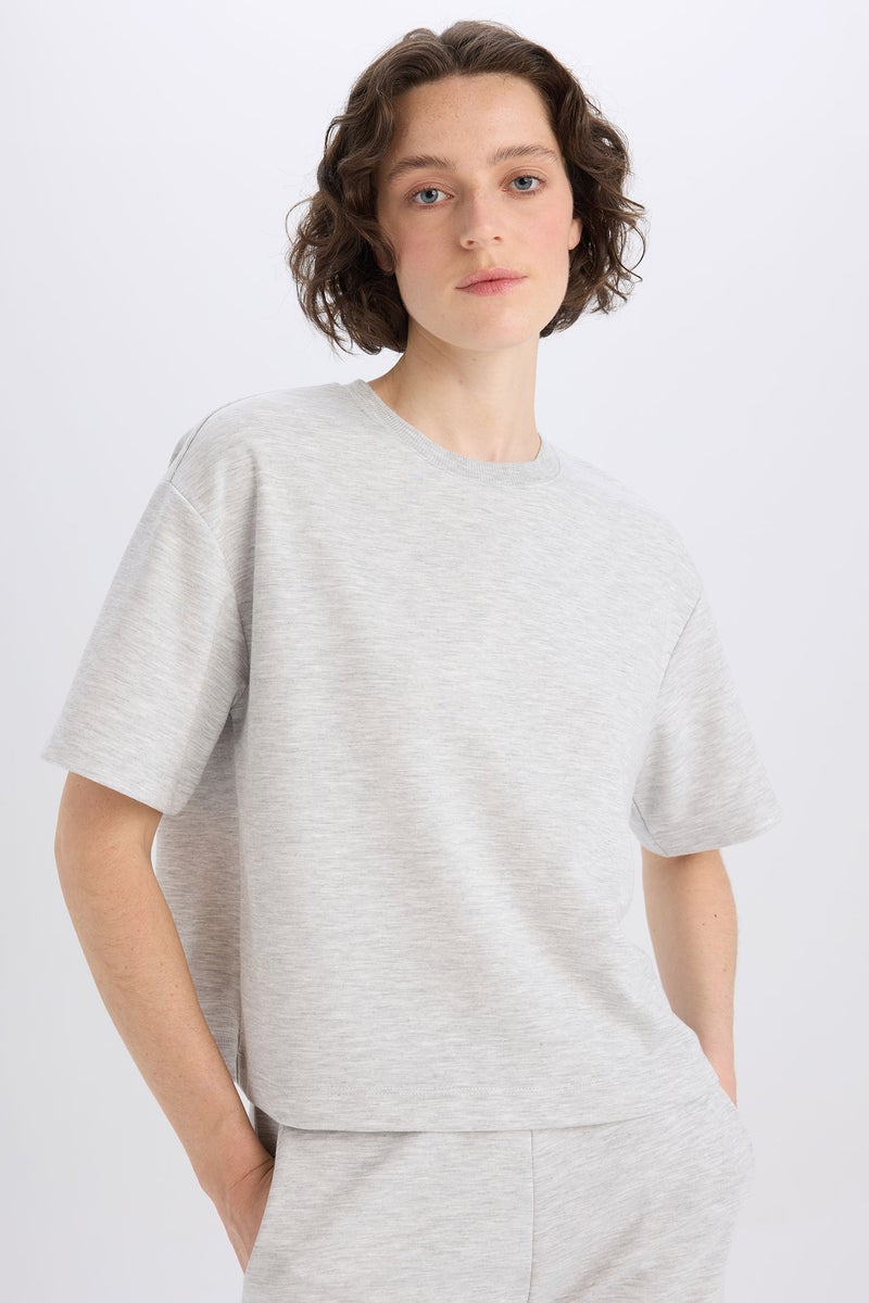DeFacto Woman Oversize Fit Crew Neck Basic Short Sleeve T-Shirt  - Image 1