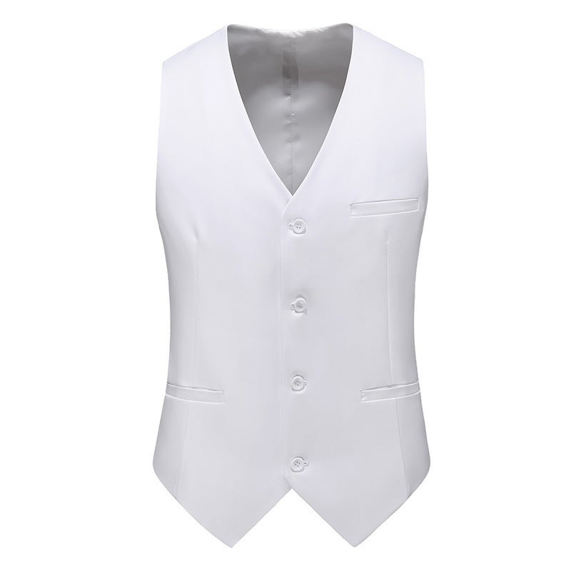 2025 Export Large Size Men'S Slim Pure Color Suit Vest Fashionable Single Row V Neck Casual Vest - Image 1