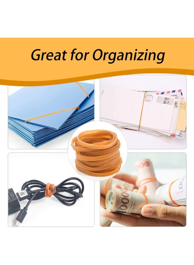Rubber Bands, 100 Pieces Wide 60 x 3 mm Household Rubbers, Durable and Tear-Resistant, Reusable Office Household Rubbers, Dark Yellow - Image 4