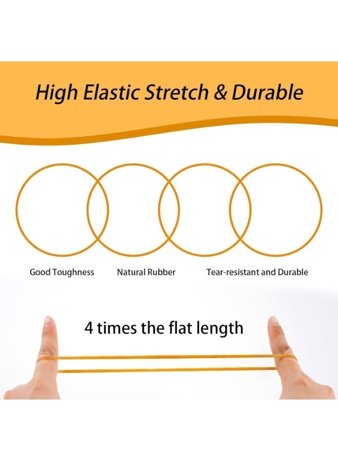 Rubber Bands, 100 Pieces Wide 60 x 3 mm Household Rubbers, Durable and Tear-Resistant, Reusable Office Household Rubbers, Dark Yellow - Image 3