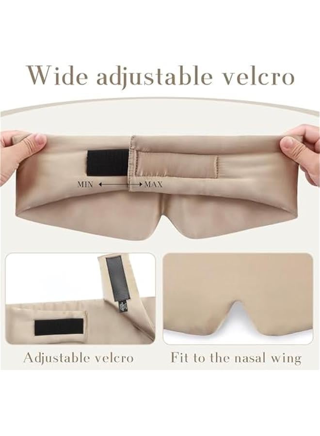 هوكور قناع نوم من حرير التوت بنسبة 100% من دوركو للرجال والنساء مع شريط راس قابل للتعديل، قناع نوم كبير الحجم بالكامل وعصابة عين لتعتيم كامل للنوم طوال الليل والسفر والقيلولة (رمادي داكن) - Image 3