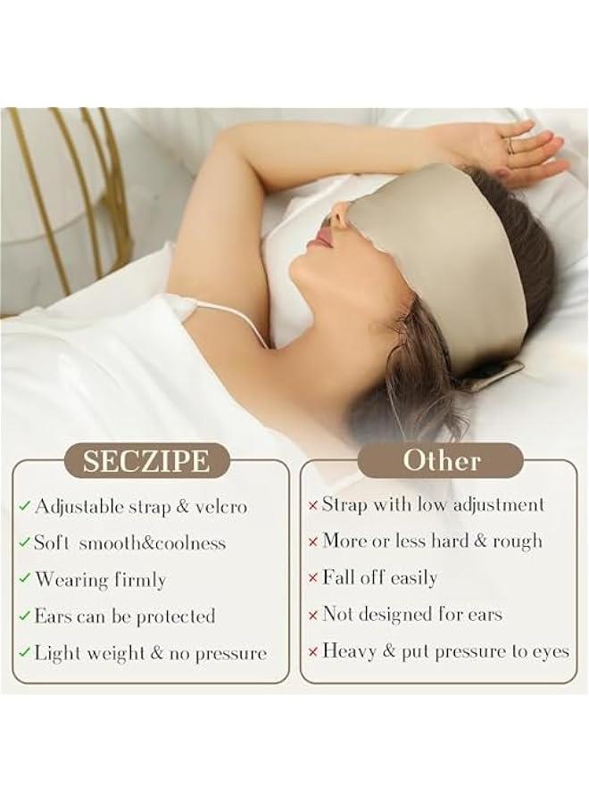 هوكور قناع نوم من حرير التوت بنسبة 100% من دوركو للرجال والنساء مع شريط راس قابل للتعديل، قناع نوم كبير الحجم بالكامل وعصابة عين لتعتيم كامل للنوم طوال الليل والسفر والقيلولة (رمادي داكن) - Image 5