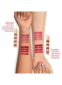 MyGlamm Super 4 Liquid Lipstick Stack - Nude Mood (Rose + Mauve + Brown + Pink) | Lipstick Combo Of 4 | Non Transfer, Smudge Proof 4 In 1 Velvet Matte Lipstick (4.8Ml)  - Image 4