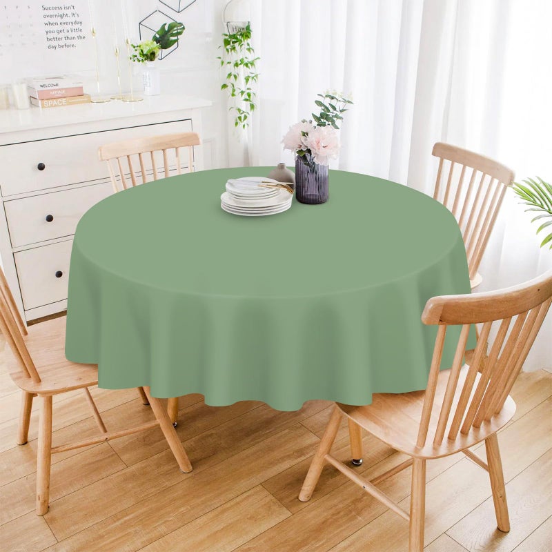 Mulbozy 12 Pack Sage Green Round Tablecloth, 84 Inches Plastic Table Cover, Premium Disposable Round Party Tablecloth For Restaurant Dinners, Wedding, Grad Party, Bbq, Outdoor Camping - Image 2