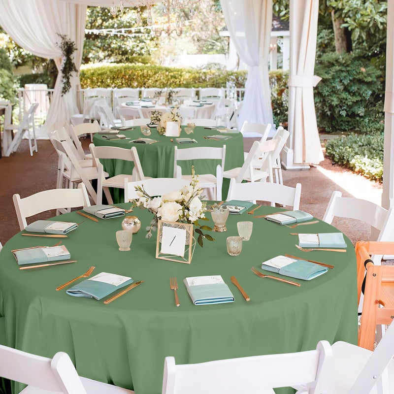 Mulbozy 12 Pack Sage Green Round Tablecloth, 84 Inches Plastic Table Cover, Premium Disposable Round Party Tablecloth For Restaurant Dinners, Wedding, Grad Party, Bbq, Outdoor Camping - Image 4