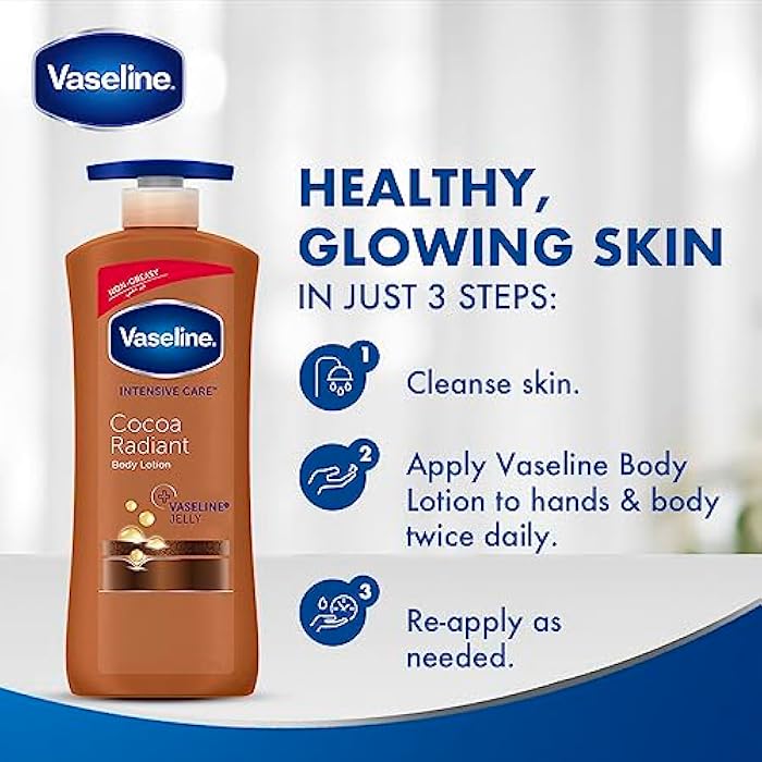 Vaseline® Lotion intensive care cocoa radiant made with 100% pure cocoa butter for a natural glow 400ML Promo - Image 3