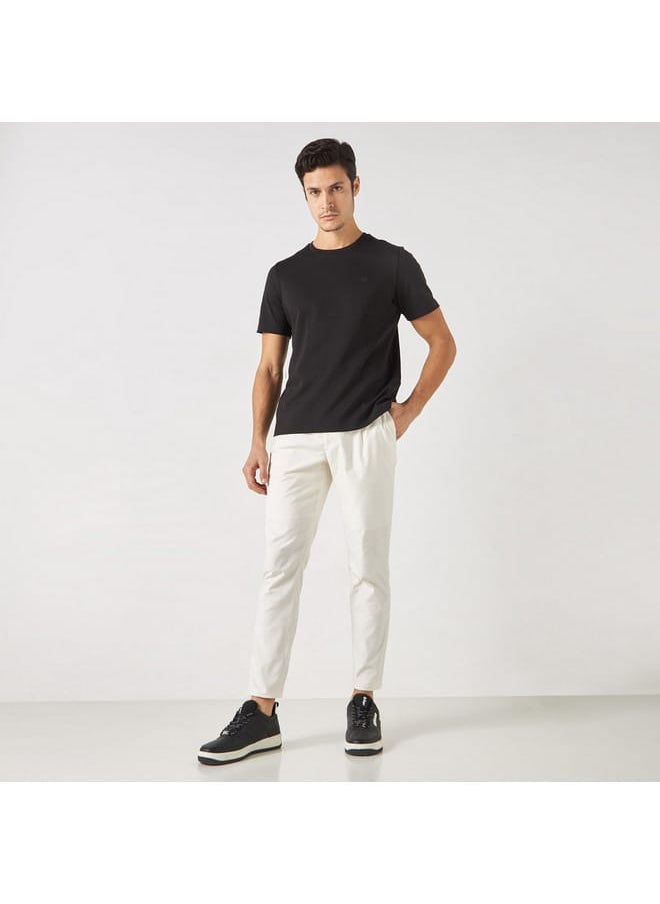 Iconic Iconic Solid Trousers with Button Closure and Pockets  - Image 2