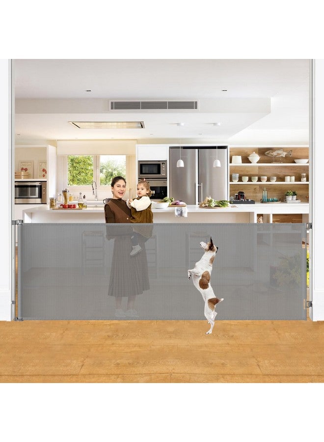 Bingguz 42" Tall X 100" Extra Wide Retractable Gates for Large Openings Extra Tall Dog Gates for Doorway Tall Retractable Baby Gate Tall Mesh Gates for Kids and Pets Large Dog Gate for Indoor/Outdoor, Gray - Image 1