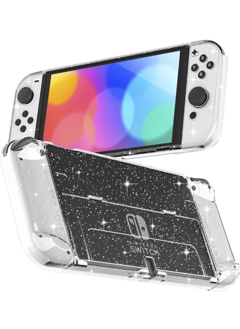 3 in 1 Protective Black Clear Case Cover for Nintendo Switch OLED Dockable Skin for Switch OLED and Joy Con Controller Comfort Grip Shell with Shock-Absorption and Anti-Scratch Design