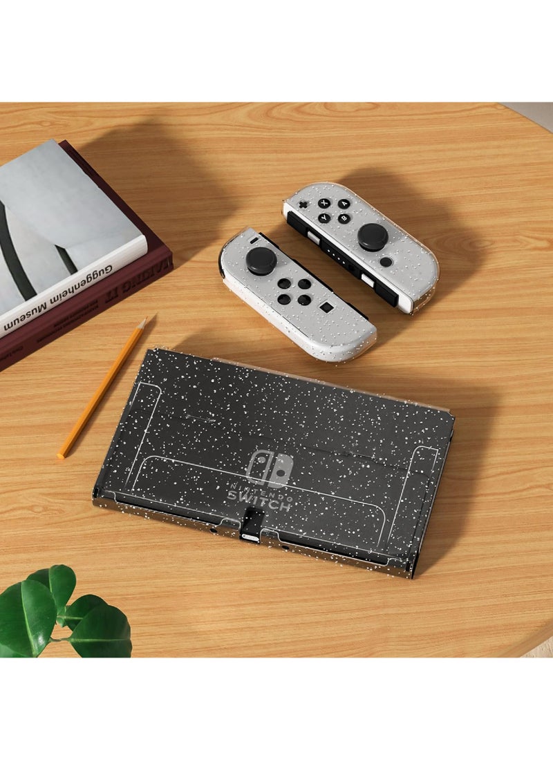 3 in 1 Protective Black Clear Case Cover for Nintendo Switch OLED Dockable Skin for Switch OLED and Joy Con Controller Comfort Grip Shell with Shock-Absorption and Anti-Scratch Design