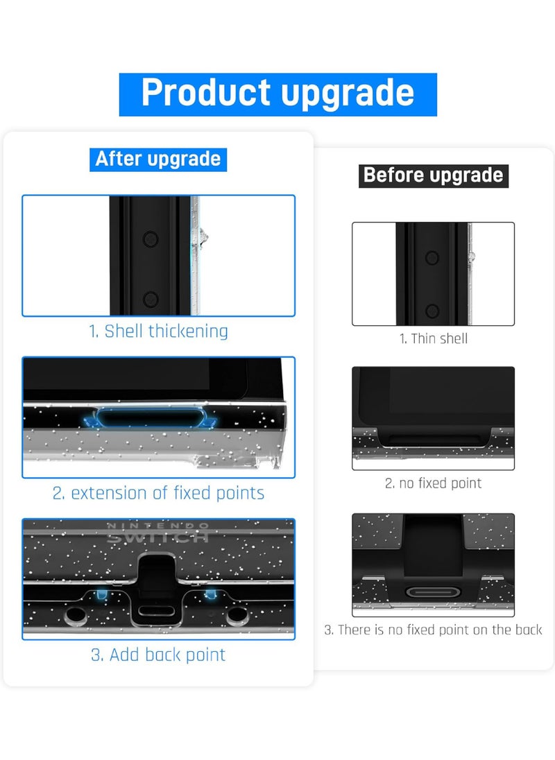 3 in 1 Protective Black Clear Case Cover for Nintendo Switch OLED Dockable Skin for Switch OLED and Joy Con Controller Comfort Grip Shell with Shock-Absorption and Anti-Scratch Design