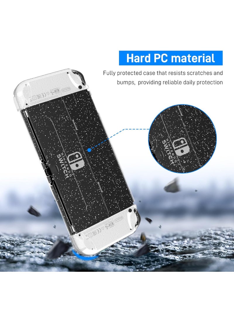 3 in 1 Protective Black Clear Case Cover for Nintendo Switch OLED Dockable Skin for Switch OLED and Joy Con Controller Comfort Grip Shell with Shock-Absorption and Anti-Scratch Design