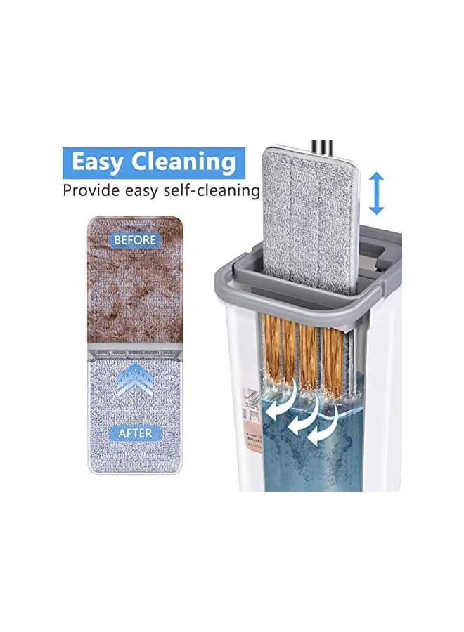 promass Mop and Bucket with Wringer Set, Hands Free Flat Floor Mop and Bucket, 6 Washable Microfiber Pads Included, Wet and Dry Use, Home Floor Cleaning System for All Floor Types and Windows - Image 3