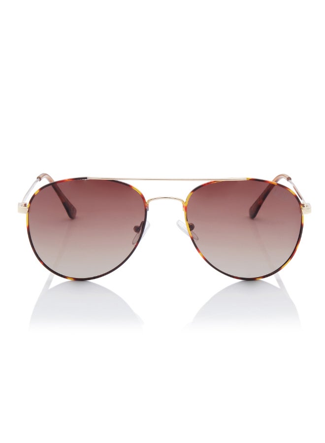 Lee Cooper Unisex Polarized Sunglasses Gold Frame Gradient Brown Mirror Lens 56mm  - LC1205C02 - Image 1