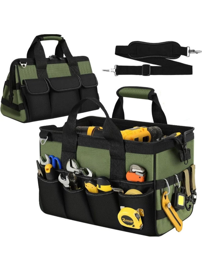 جي جوت حقيبة أدوات ثقيلة 15 بوصة، 16 جيبًا صندوق أدوات محمول فارغ منظم للتخزين، تنظيم صندوق الأدوات، مقبض ناعم كبير بسحاب حقيبة أدوات محمولة، هدية عيد الأب لأب الرجال الميكانيكي واللحام في - Image 1