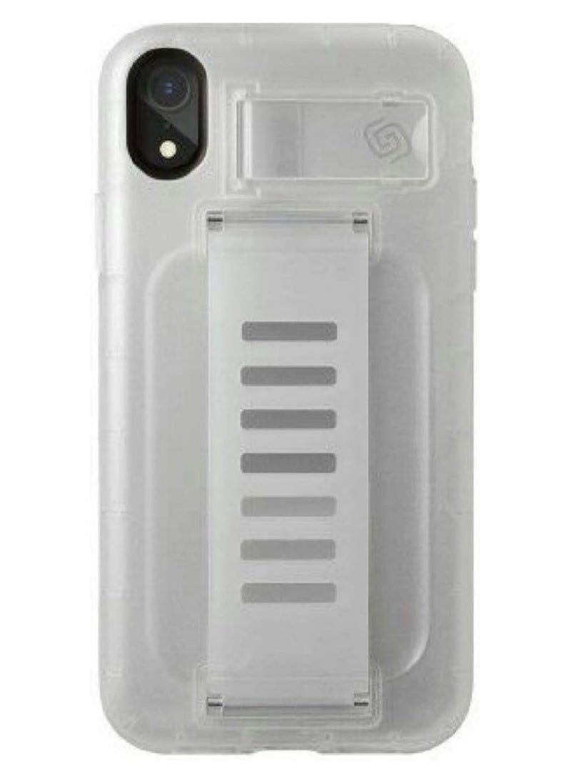 Grip2u - Slim series Protective Cover For The Apple iPhone XR , Transparent, non-yellowing transparent protective case for the Apple iPhone XR , and a protector with an innovative wrist strap for carrying and a strong grip tape that helps provide a secure grip on the device, transparent/white - Image 1