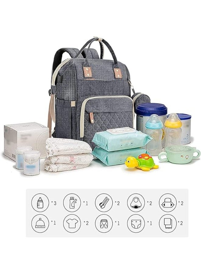 دوكو 3 في 1 حقيبة الحفاضات حقيبة الظهر, قابل للطي سرير الطفل ظهر حزمة, المحمولة الطفل Bagwith تغيير محطة, السفر للماء حقيبة السفر الكبيرة مع USB, أحزمة عربة الكرة, جيوب معزولة - Image 4