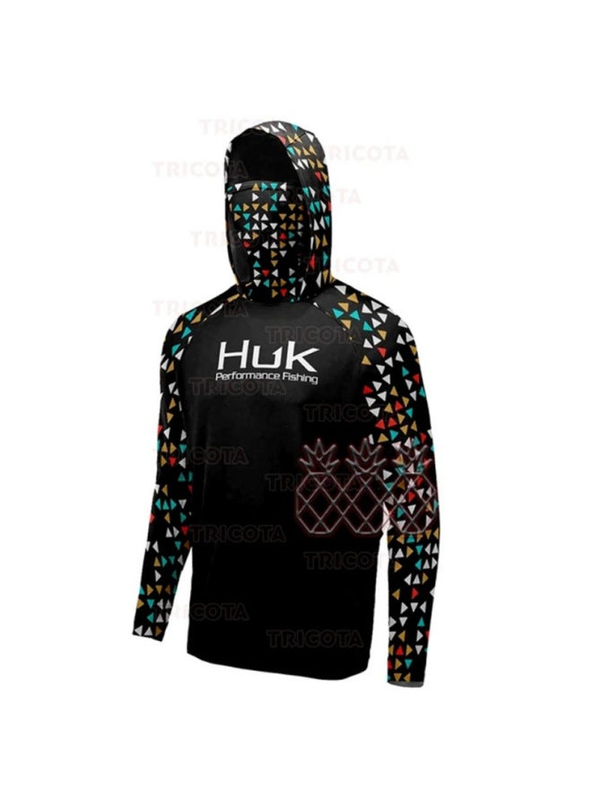 Huk Fishing Hoodie With Face Mask, Sun Protection, Summer Outdoor Long Sleeve
