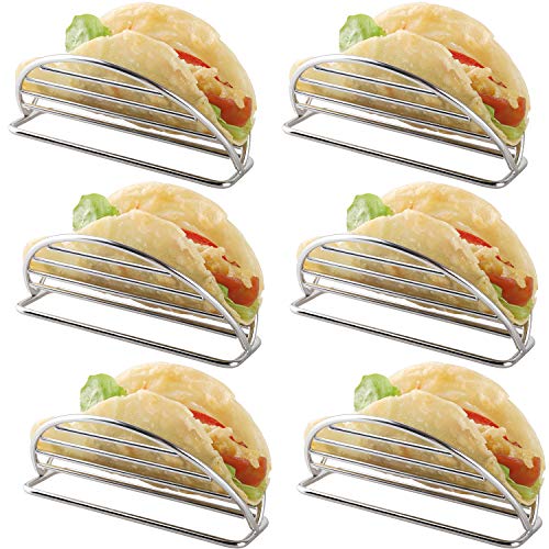 YellRin Taco Holder Stand Stainless Steel Taco Rack Tray Stand Up Holders Kitchen Set for Tortillas, Burritos, Parties & Restaurants (Taco Holders) - Image 1