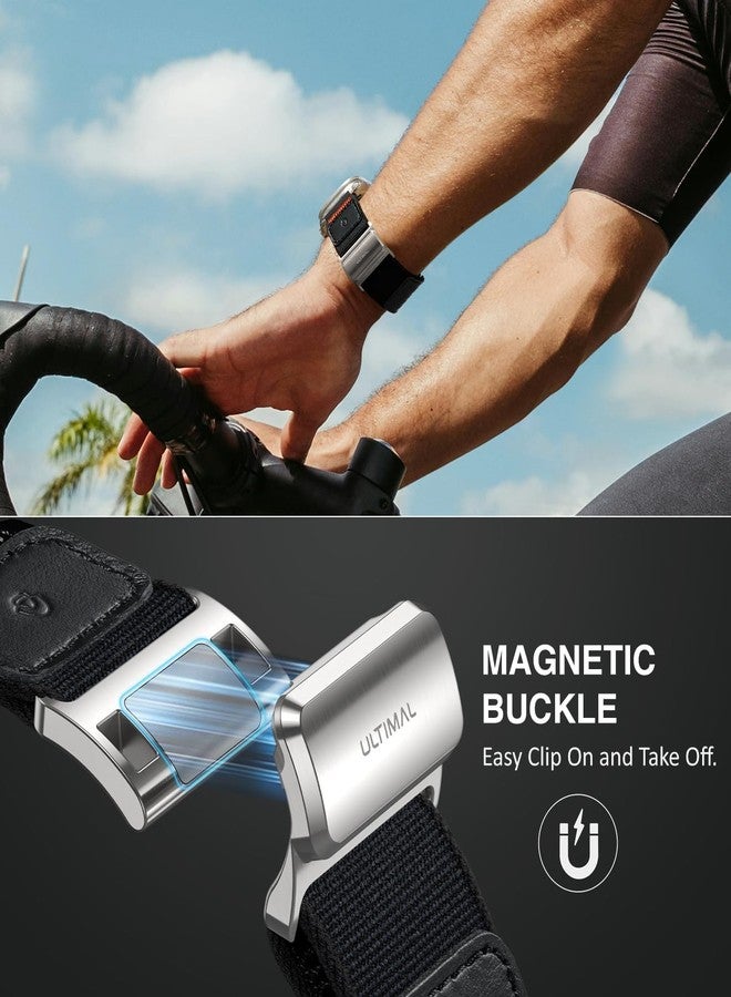 ULTIMAL Compatible with Apple Watch Ultra 3/2/1 Bands 49mm with Titanium Magnetic Clasp - Braided Stretchy Soft Nylon, Featuring Premium Full-grain (L, Black) - Image 5