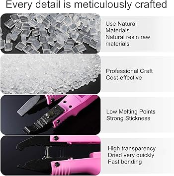 Betued 100g Hair Extension Keratin Granule Transparent Keratin Glue Pellet Granule Bead Hot Fusion Extension Glue Bead Accessory Tips for Hair Extension - Image 4