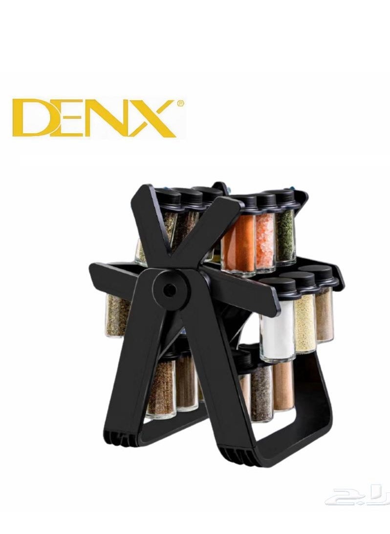 Denx Rotating Spice Rack Organizer With 18 Glass Spice Jars - Image 1