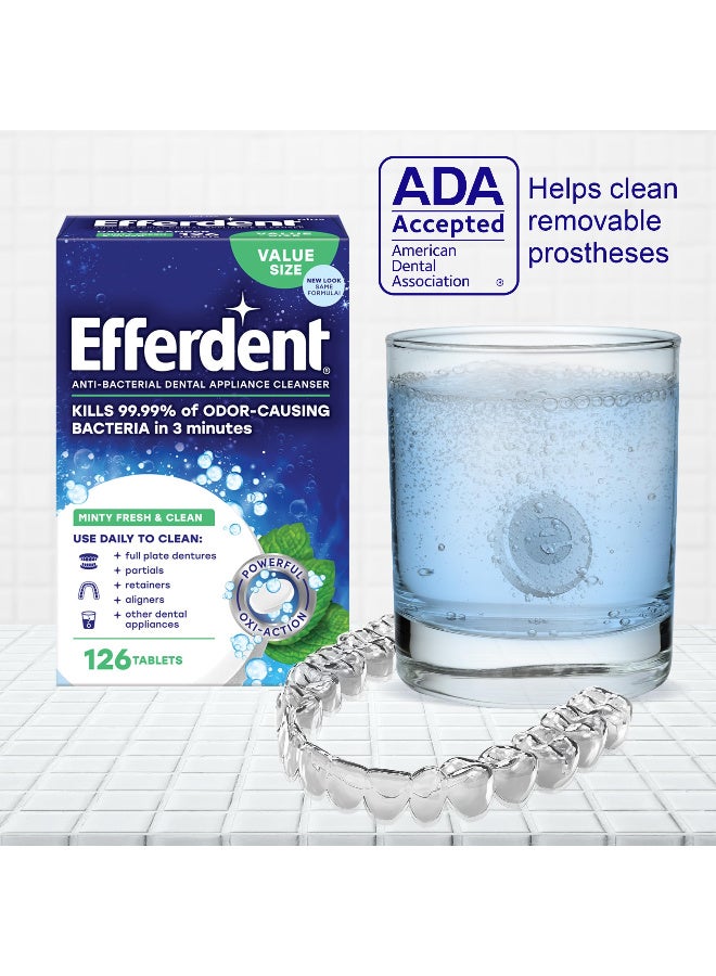 Efferdent Retainer and Denture Cleaning Tablets for Dental Appliances, Fresh & Clean, Minty Fresh, 90 Count - Image 4