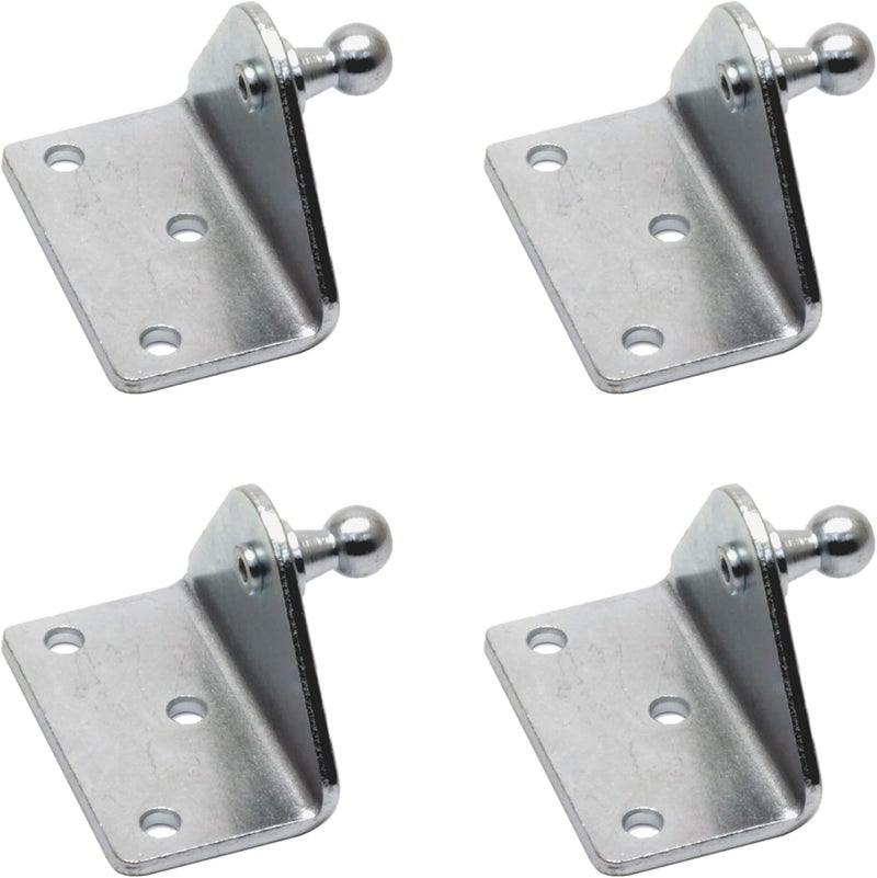 TCH Hardware - 4 Pack Steel 10mm Ball Stud Right Angle Mounting Bracket | Gas Spring Shock Strut Prop | Heavy Duty Hardware | Silver - Image 1