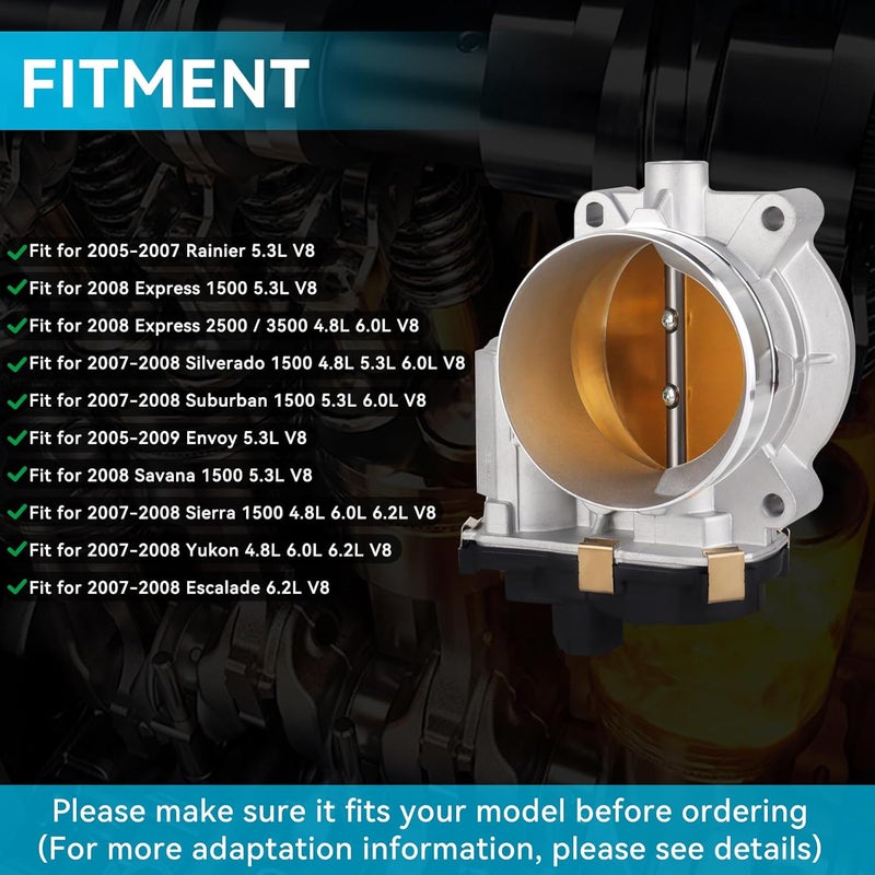 SOASEMBE Electronic Throttle Body for Chevy, GMC, Cadillac, Hummer, Isuzu, Saab 4.8/5.3/6.0/6.2L - Image 2