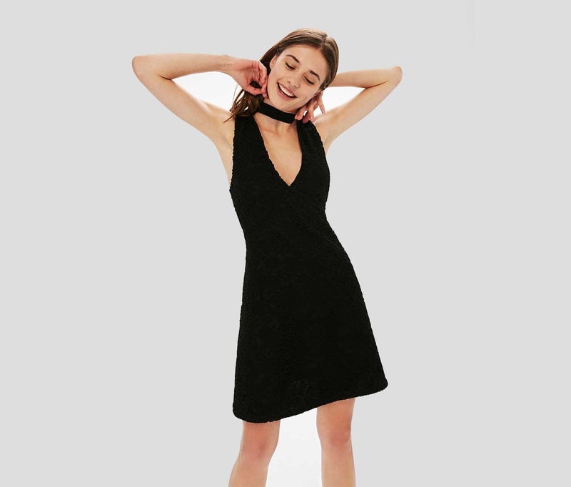 Bershka Women Lace Dress, Black 
