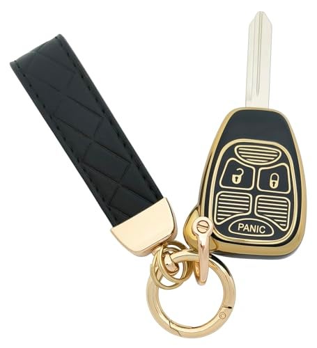 AYGUCEKE TPU Key Fob Cover fit for Chrysler 200 Aspen PT Jeep Compass Patriot Wrangler Grand Cherokee Commander Liberty Key Black A - Image 1