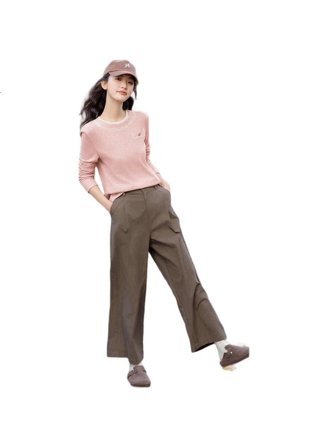 dme "Instant Street Style" Spring Edition Simple Embroidered Flower Metal Tag Decor Comfortable Slimming Long Sleeve Women'S T-Shirt - Image 2