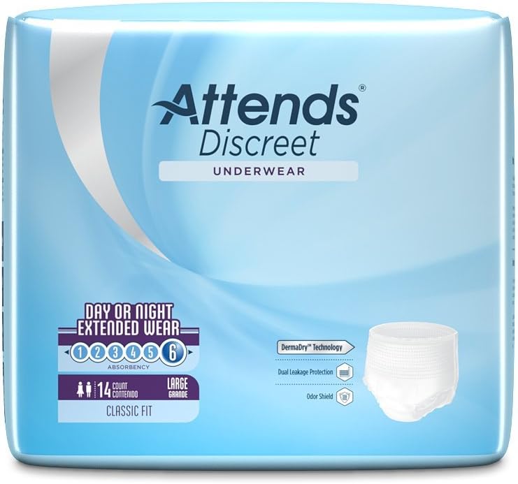 Attends Overnight Underwear for Adult Incontinence Care with ConfidenceCuff Protection Overnight Absorbency Unisex Large 14 count x4 - Image 3