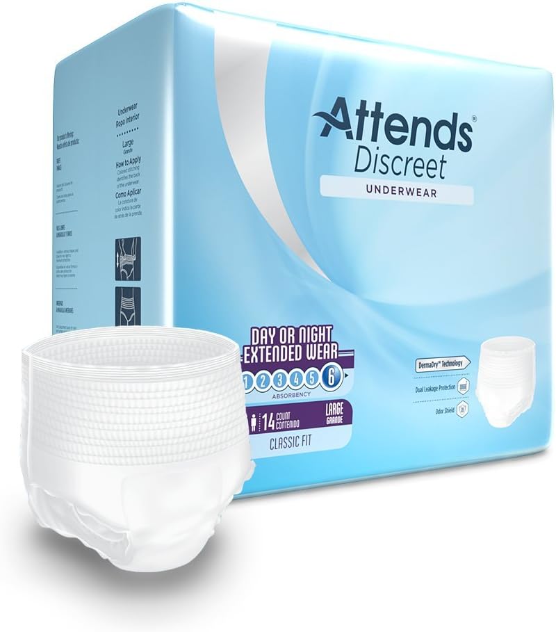 Attends Overnight Underwear for Adult Incontinence Care with ConfidenceCuff Protection Overnight Absorbency Unisex Large 14 count x4 - Image 2