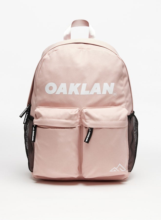 Oaklan by Shoexpress Logo Print Backpack with Adjustable Straps - 35x30x15 cm - Image 1