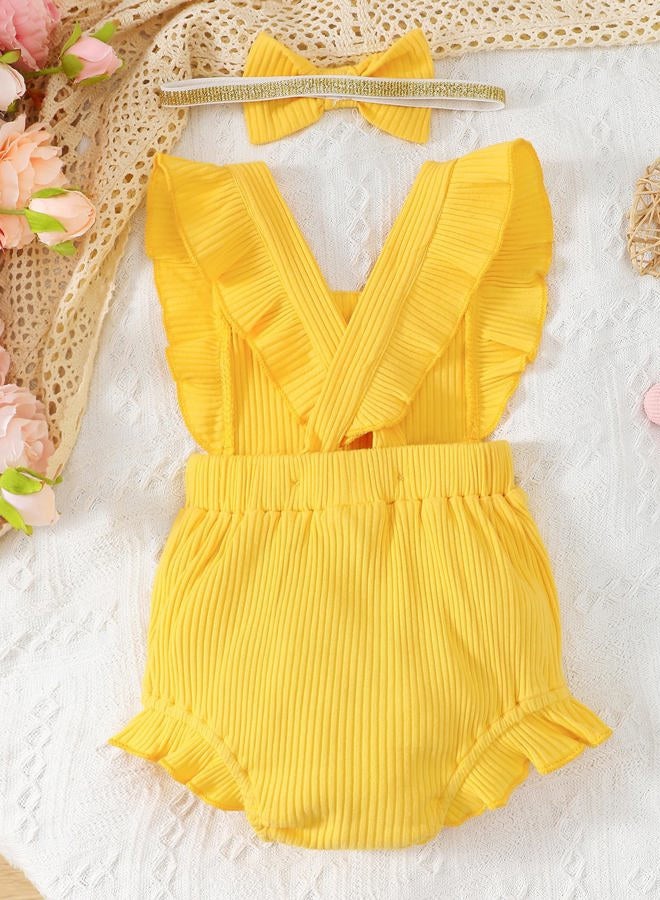 Fullfamous Newborn Baby Girl Clothes Outfits Romper Spring Summer Clothing Onesie Bodysuit Jumpsuit ropa de bebe niña Yellow Newborn - Image 3