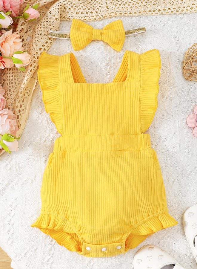 Fullfamous Newborn Baby Girl Clothes Outfits Romper Spring Summer Clothing Onesie Bodysuit Jumpsuit ropa de bebe niña Yellow Newborn - Image 2