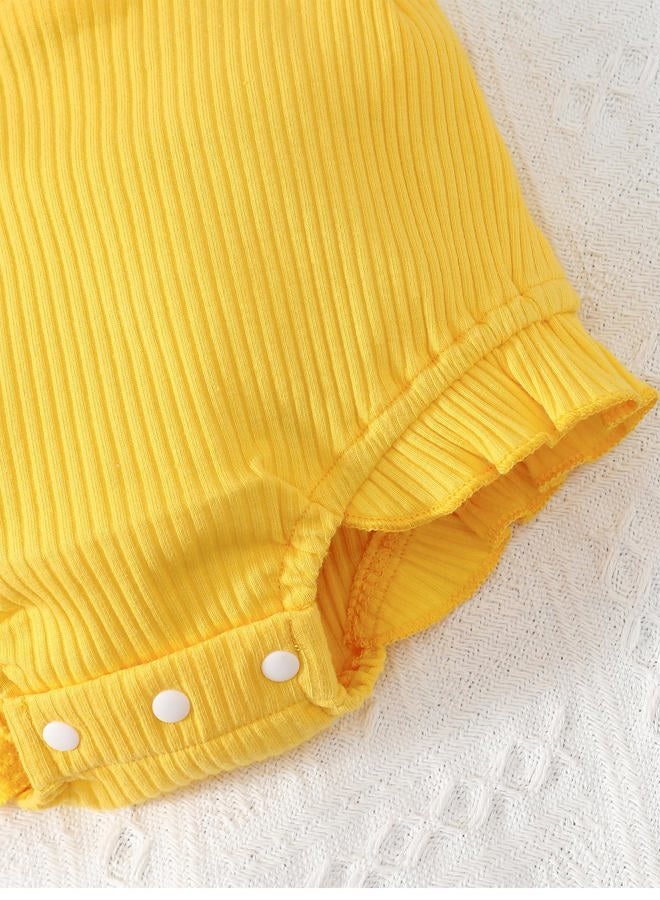 Fullfamous Newborn Baby Girl Clothes Outfits Romper Spring Summer Clothing Onesie Bodysuit Jumpsuit ropa de bebe niña Yellow Newborn - Image 5