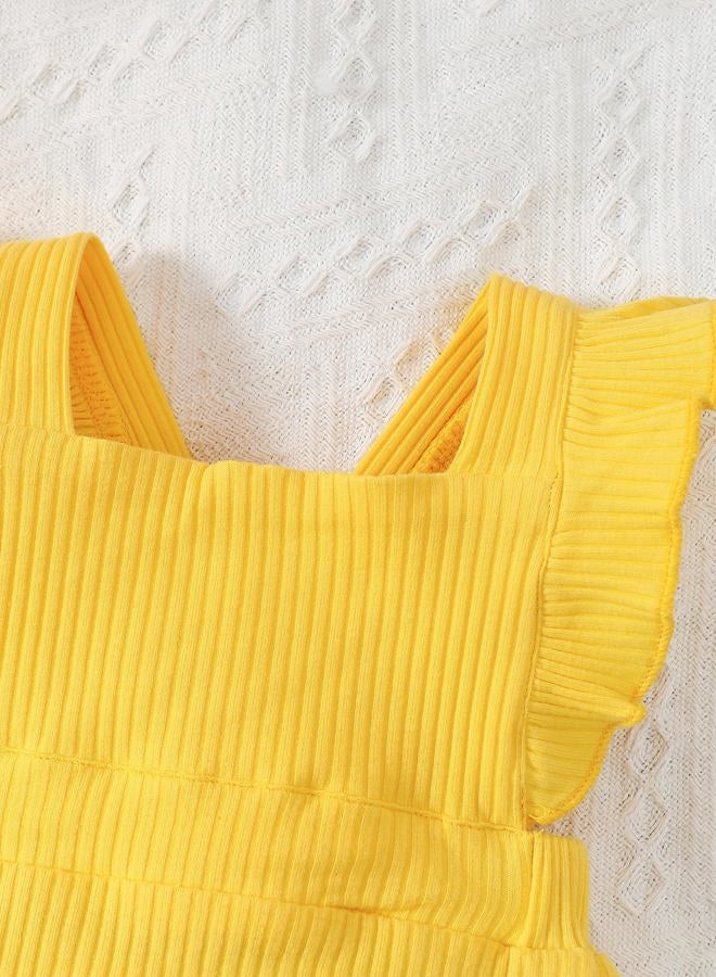 Fullfamous Newborn Baby Girl Clothes Outfits Romper Spring Summer Clothing Onesie Bodysuit Jumpsuit ropa de bebe niña Yellow Newborn - Image 4