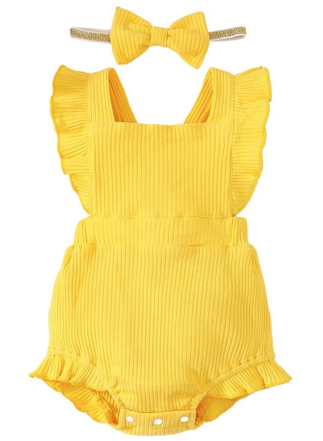 Fullfamous Newborn Baby Girl Clothes Outfits Romper Spring Summer Clothing Onesie Bodysuit Jumpsuit ropa de bebe niña Yellow Newborn - Image 1