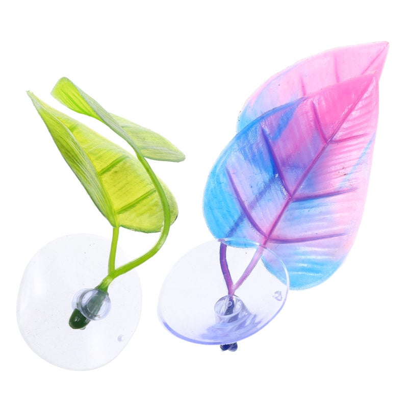 2pcs Artificial Betta Fish Leaf Resting And Spawning Bed With Cup Simulated Plants Aquarium Decorations For Fish Realistic Plastics Plants - Image 1