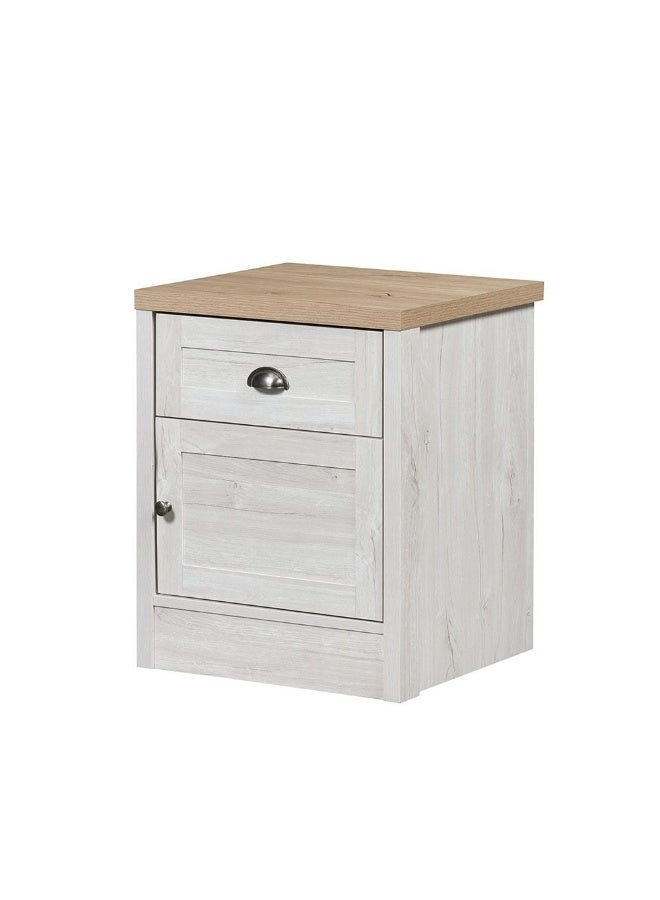 DANUBE HOME Cambridge 1-Drawer 1-Door Nightstand Stylish And Modern Bedside Table Durable Storage With Drawer And Cabinet Elegant Bedroom Furniture For Home DÃ©cor - Oak And White Oak - Image 5