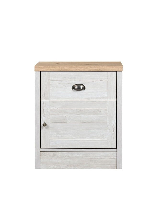 DANUBE HOME Cambridge 1-Drawer 1-Door Nightstand Stylish And Modern Bedside Table Durable Storage With Drawer And Cabinet Elegant Bedroom Furniture For Home DÃ©cor - Oak And White Oak - Image 3