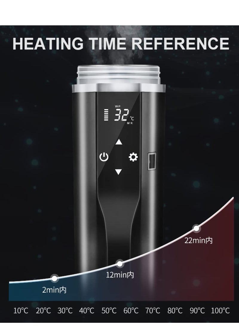 SYOSI 24V/12V Travel Electric Kettle for Car/Truck, 480ml Car Heating Mug with Anti-Spill Lid, Leakproof, 304 Stainless Steel Liner Portable Coffee Tea Cup Up to 100℃ Variable Temp Control Thermos - Image 5